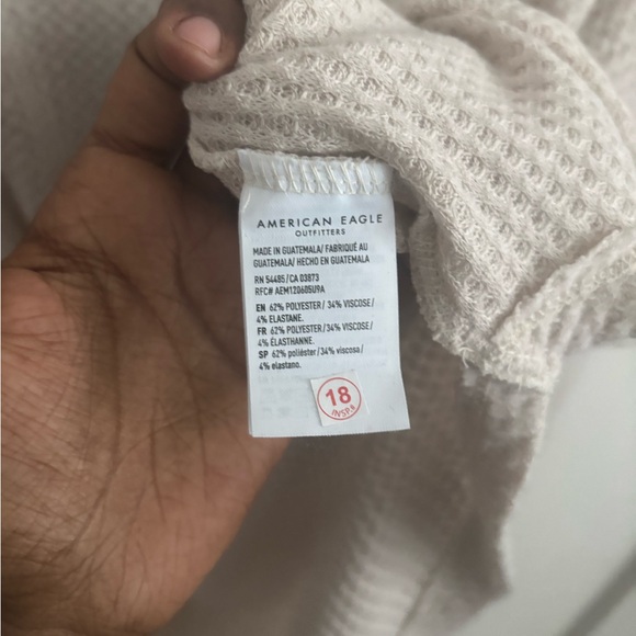 American Eagle Soft & Sexy Plush Ribbed Sweatshirt Cream Xl Ribbed Button Front - Picture 5 of 5